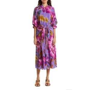 FARM RIO Purple Floral Shirtdress size XS